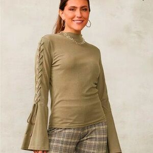 Willow and Root Beige Ribbed Knit Sweater